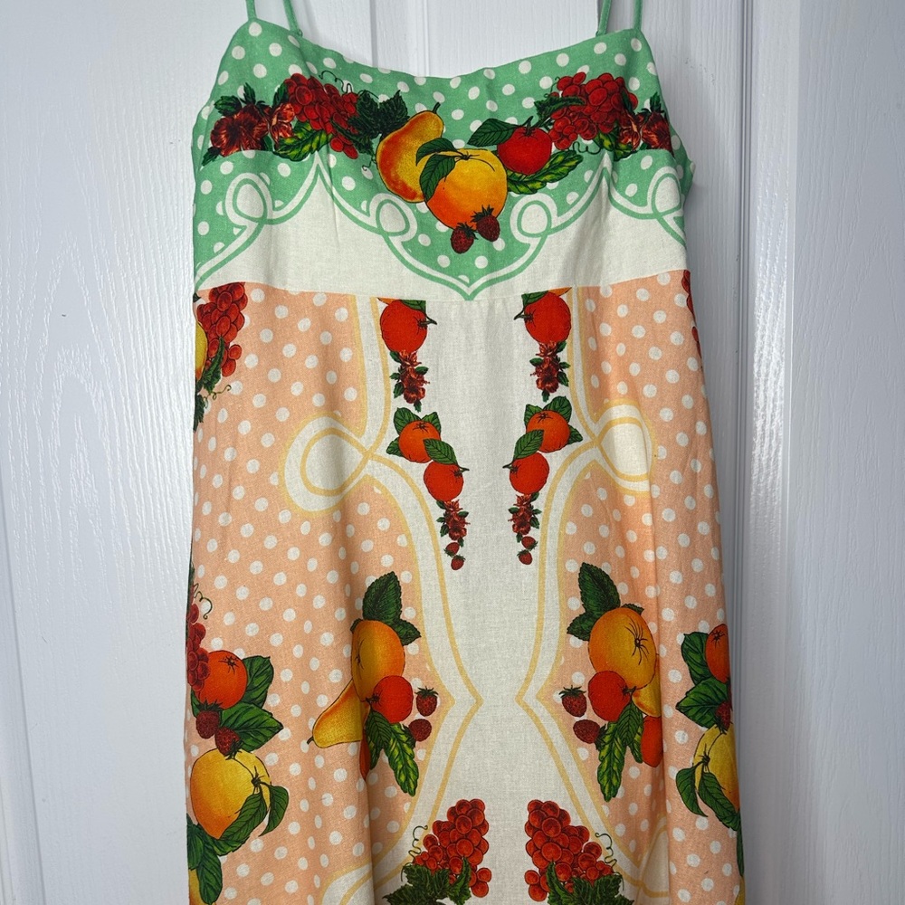 Caroline Constas Fruit Print Linen Blend Midi Sundress Size Medium NWT - Picture 7 of 16